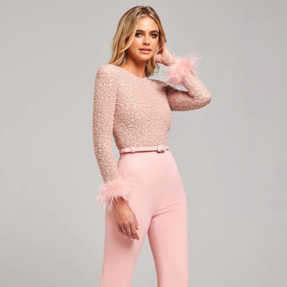 Brand New Nadine Merabi AMELIA PINK JUMPSUIT. Size Small.
